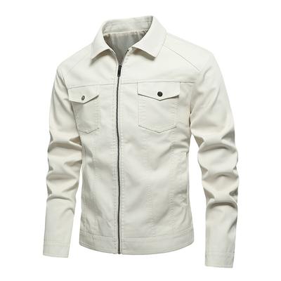 Giacca Moda Taglia Grande Collo a Revers Casual Primavera e Autunno Nuova Zip Slim Giacca in Pelle da Motociclista da Uomo