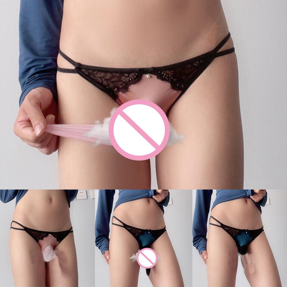 

Сексуальные Мужские Мужские Кружевные Мешочки Футляры Стринги G-String Трусы Сисси Трусики Нижнее белье
