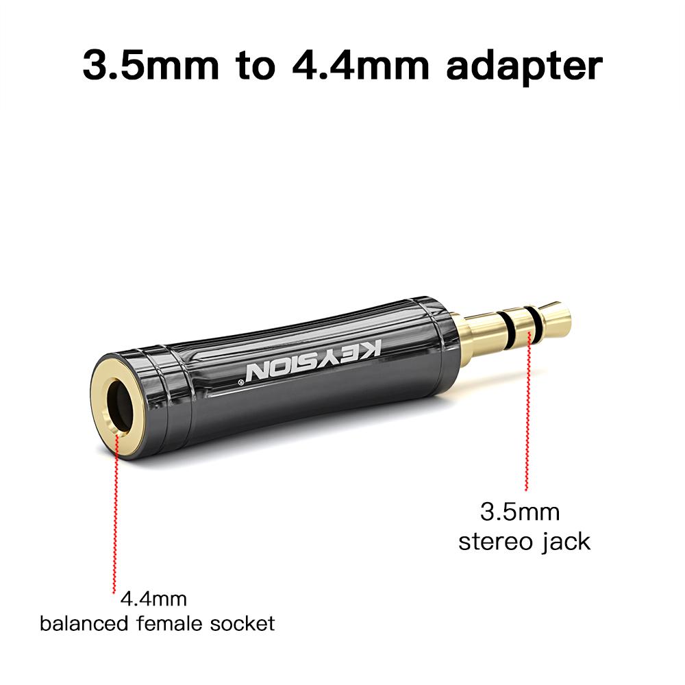 KEYSION HIFI Audio Konvertorové Adaptéry 4.4/3.5mm Samček na 3.5/4.4mm Vyvážené Samičky Slúchadlové Konektory Medené Pozlátené AUX Adaptéry