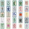 50Pcspack Stamp Style Flowers Retro Stickers Aesthetic Set For Journal Planner Diy Crafts Scrapbooking Embelishment Diary Label