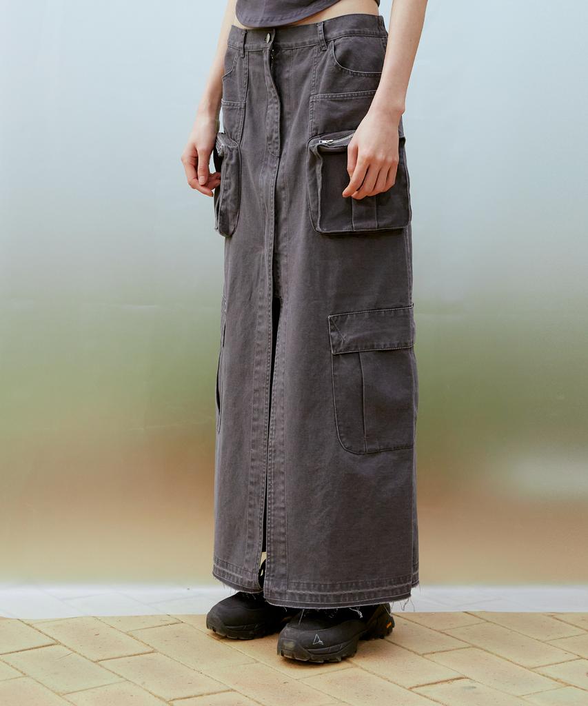 Thirteen Months Cargo Long Skirt (Charcoal)