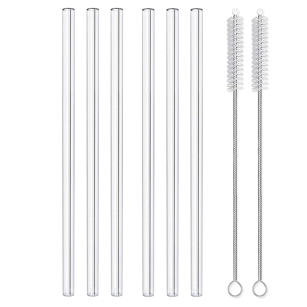 5 ks opakovaně použitelných skleněných brček na pití, náhradní brčko 7,88'' x 8 mm, průhledné praktické brčko pro sklenice na smoothie o objemu 20/30/32 oz