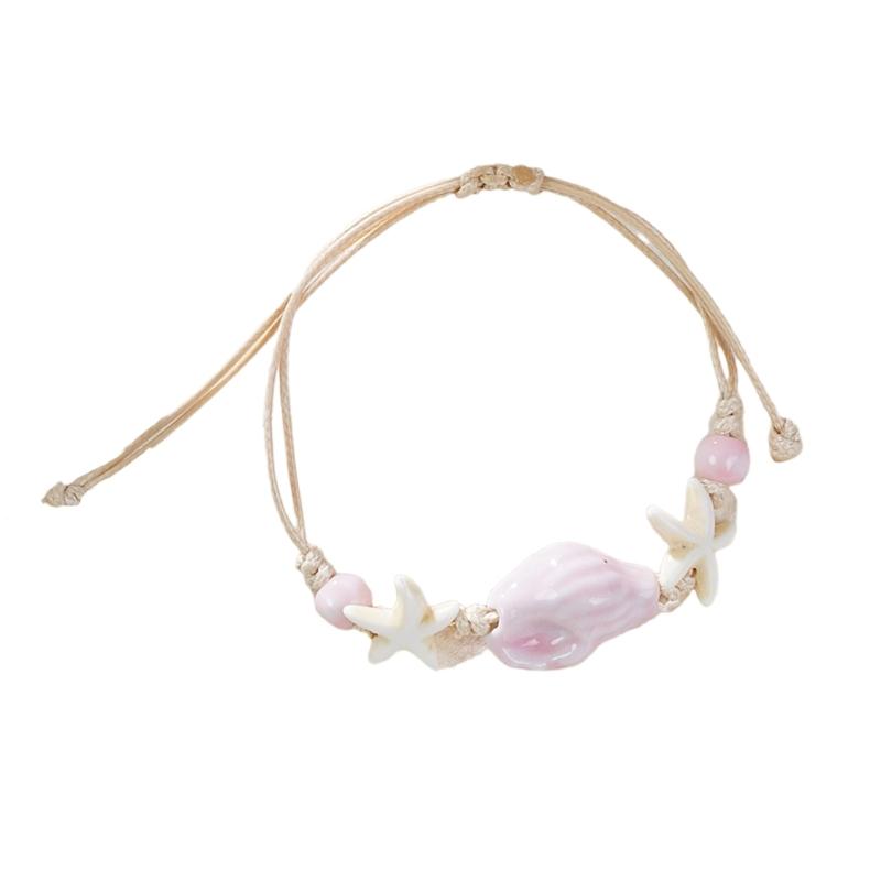 Natural Ceramic Beads Adjustable Bracelet Accessory For Women Girls Summer Gift Beach Shell Wrist Chain Jewelry