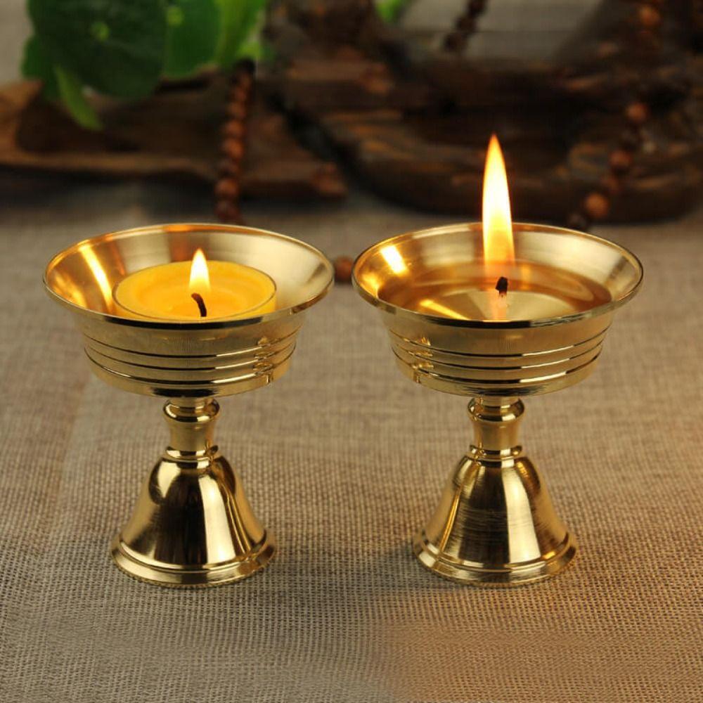 Universal Copper Butter Lamp Holder Golden Multi-Size Candle Holders Candle Cup Festival Ornament