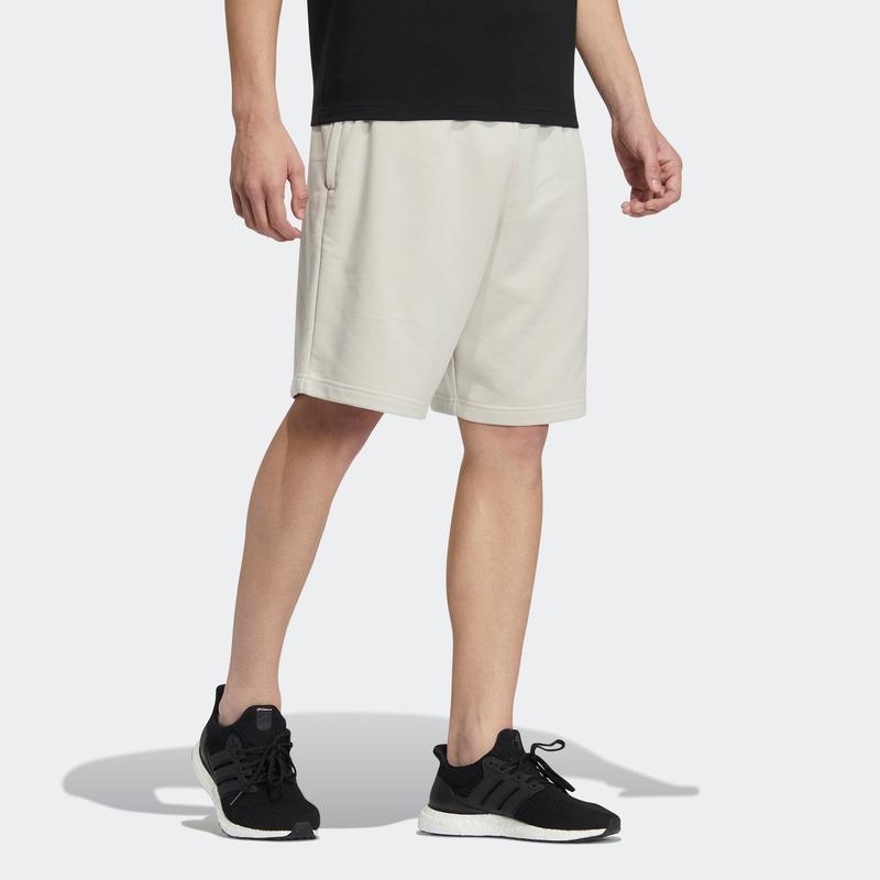 Adidas Pure Color Logo Running Training Breathable Shorts Men Bottoms Beige HS4388