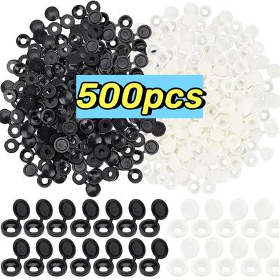 500pcs Hinged Plastic Screw Cap Cover Fold Snap Protective Cap Button Nuts Bolts Fixing Caps For Furniture Decorative Hardware