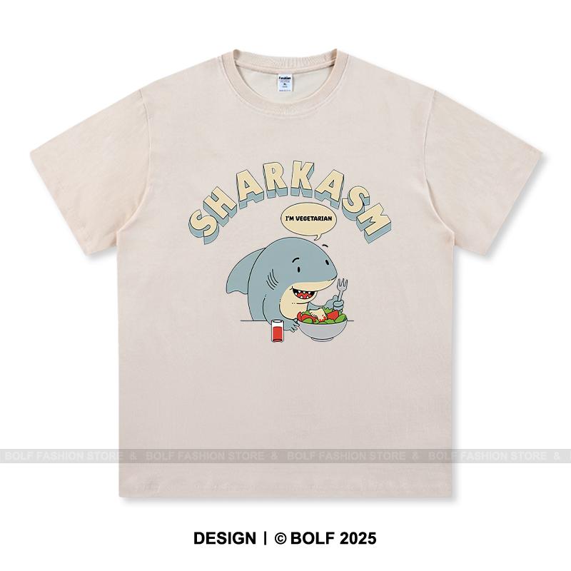 

Men s Sharkasm Printed T-Shirt 100% Cotton Oversized Punny Graphic Tees for Women Summer Tops Ocean Streetwear 4XL