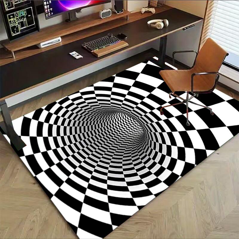 1PC Checkerboard Tunnel Extra Large Non Slip Floor carpet, Office, family, bedroom, Studio Large Area Rug Indoor Rugs, Vibrant Colors
