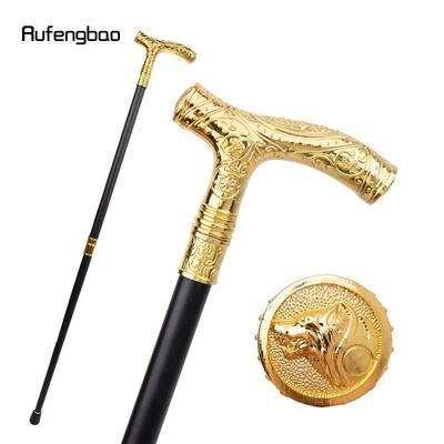 Cabeça de lobo dourado flor totem alívio bengala moda bengala cavalheiro botão crosier bengala 93cm