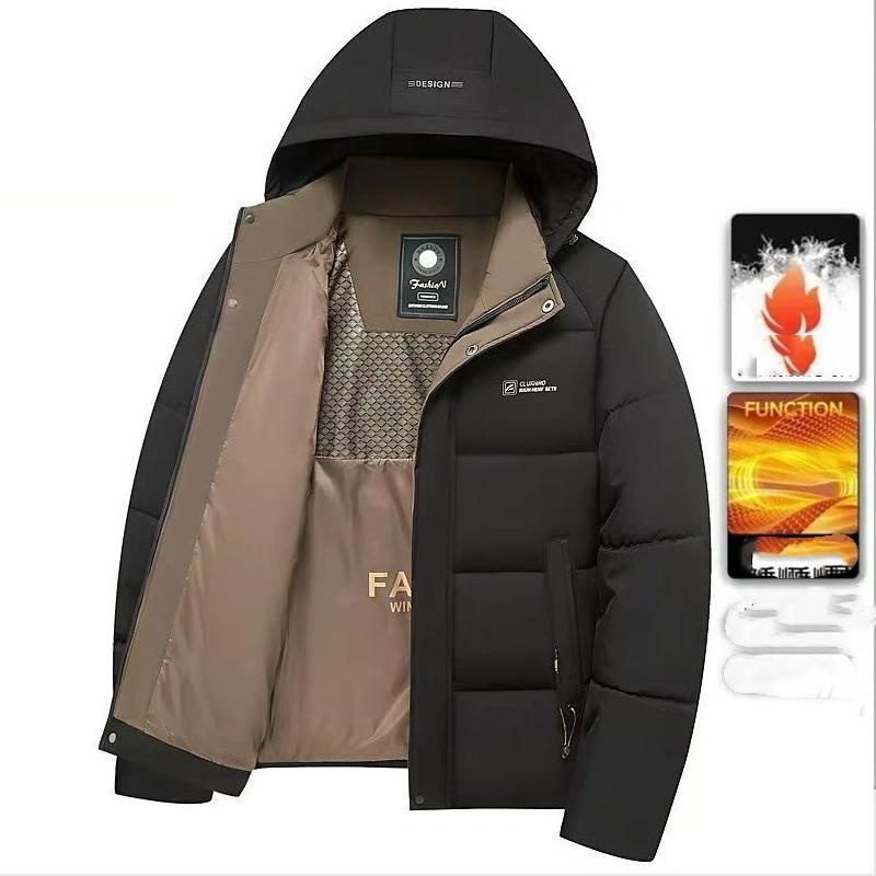 Autumn and Winter Leisure Thickened Graphene Hooded Padded Jacket Men's and Women's Bread Clothes Black Padded Jacket Warm Jacket