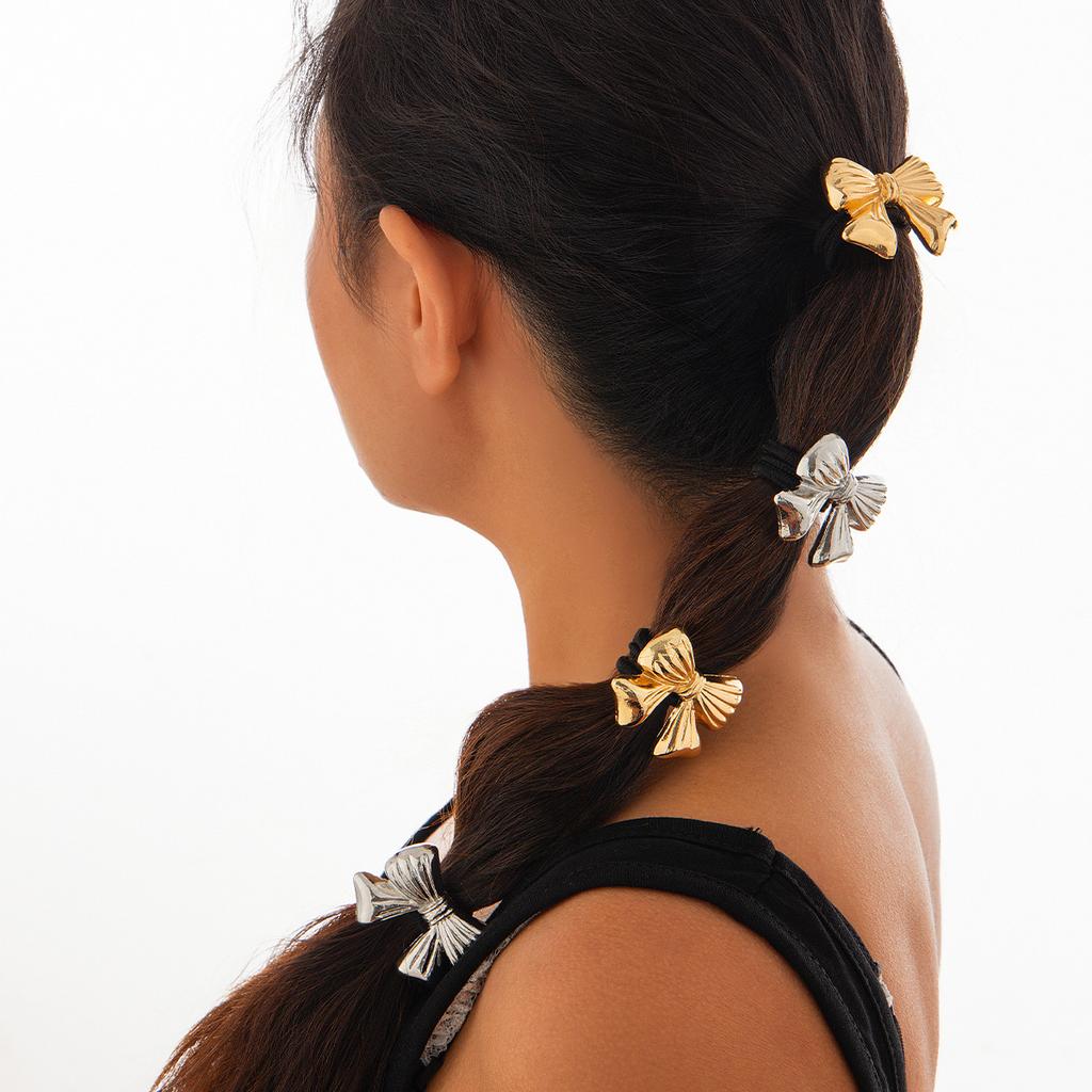 ins simple flower rubber band bow metal hair band, simple elastic hair rope head jewelry