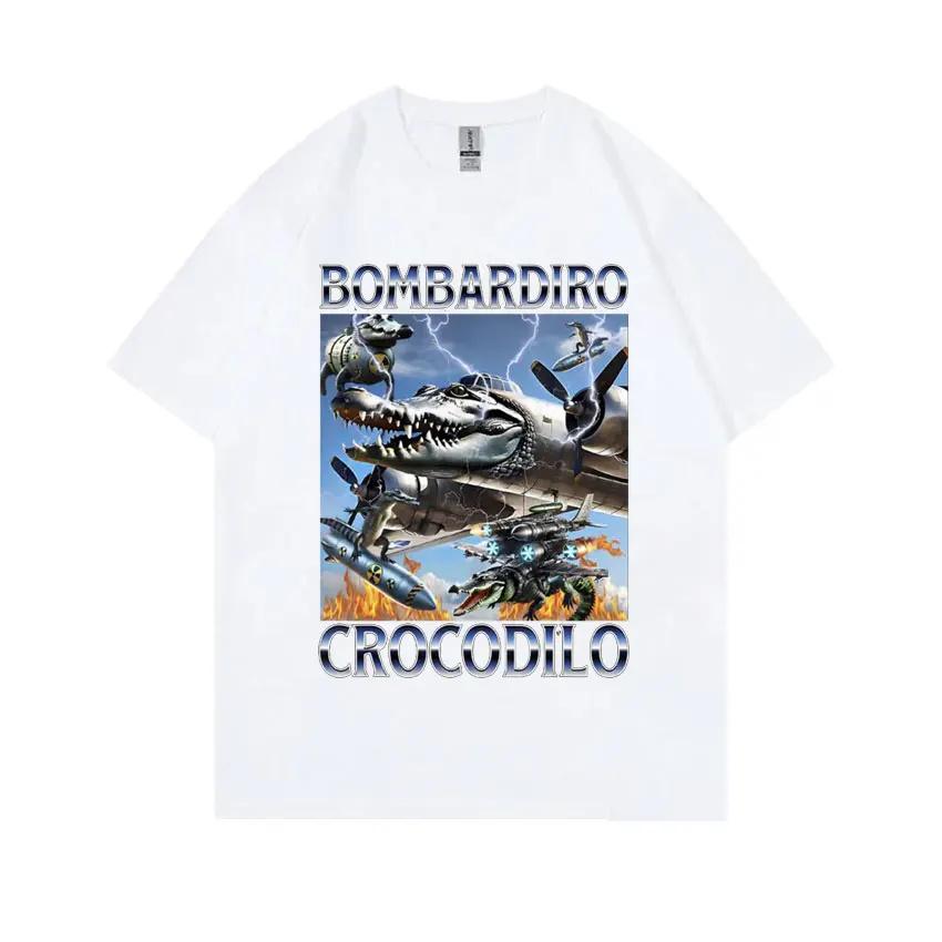 Funny Meme Italian Brainrot Bombardiro Crocodilo Crocodile Plane Bomber T-shirt Men Women Casual Cotton Vintage Humor T Shirts