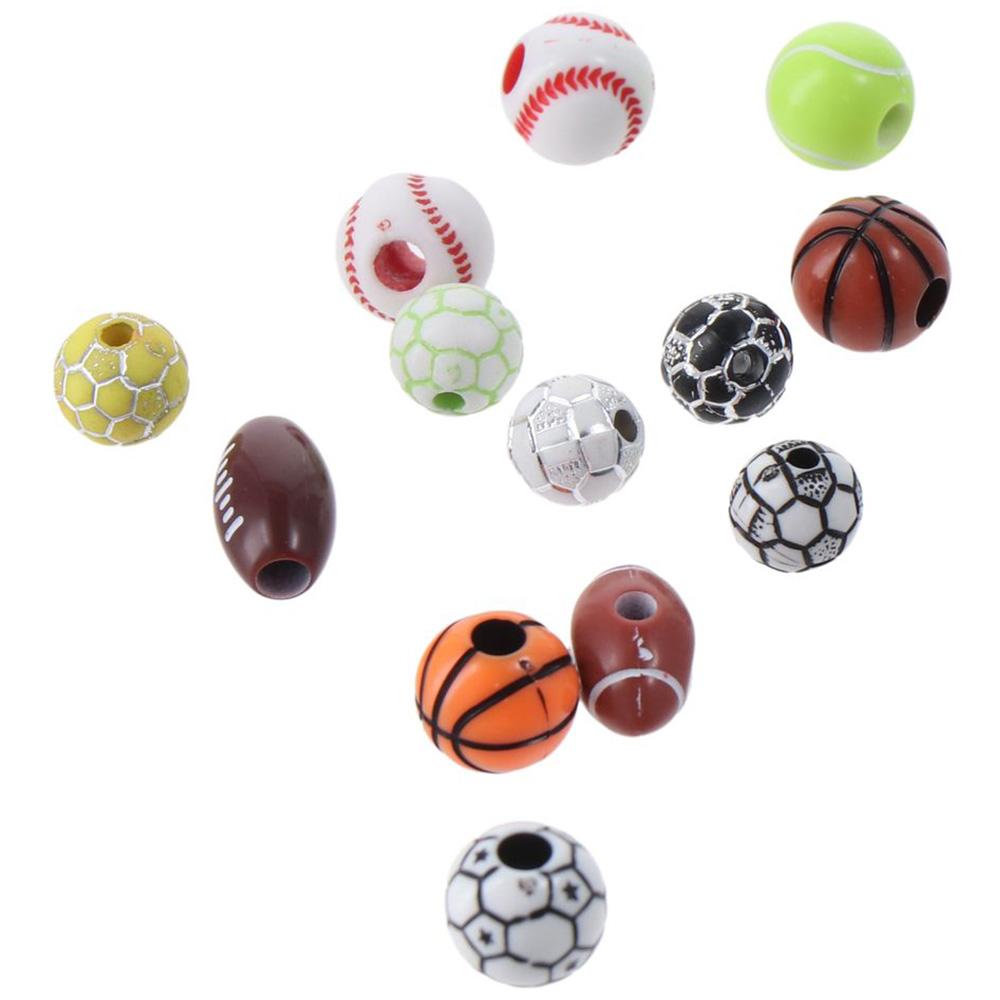 200 PCS Sports Beads Sports Ball Beads Acrylic Pony Beads Shapes Baseball Beads  Necklace