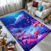 Vibrant Shark & Coral Reef Area Rug - Durable  Crystal Velvet Carpet, Underwater Theme with Colorful Fish & Coral, Perfec