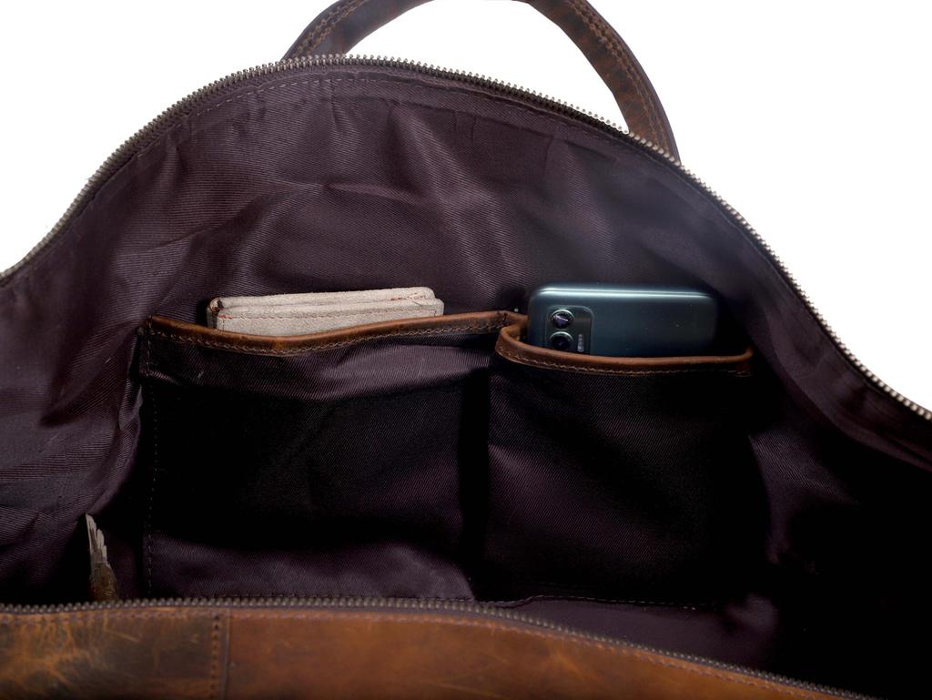 Handmade Full Grain Leather Duffel Bag: Vintage Travel Weekender