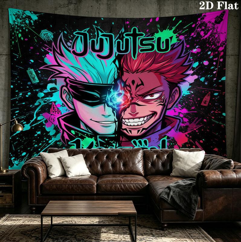 Jujutsu Kaisen Nástěnná tapiserie Estetické závěsné na zeď Potiskovaná látková přikrývka Dekorativní tapiserie Pro ložnici Obývací pokoj Domácí dekorace