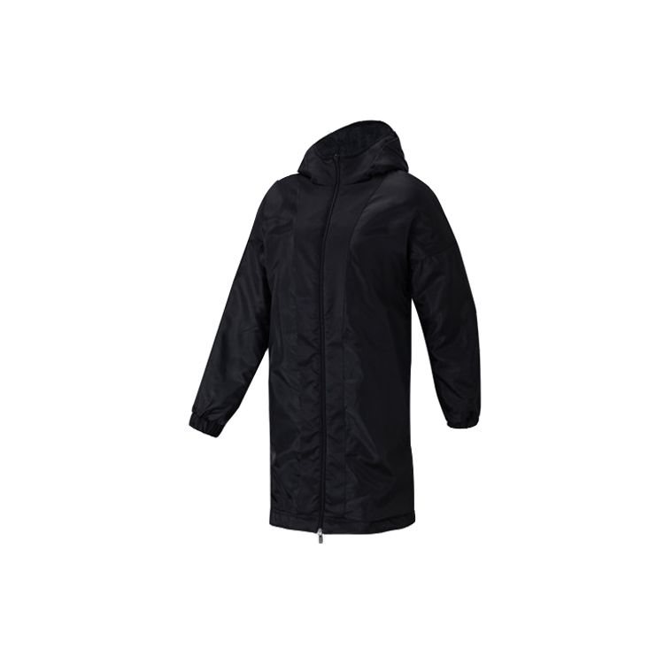 Adidas Damska Polarowa Jednokolorowa Ciepła Dwustronna Kurtka z Kapturem Średniej Długości Damskie kurtki Czarna H09701