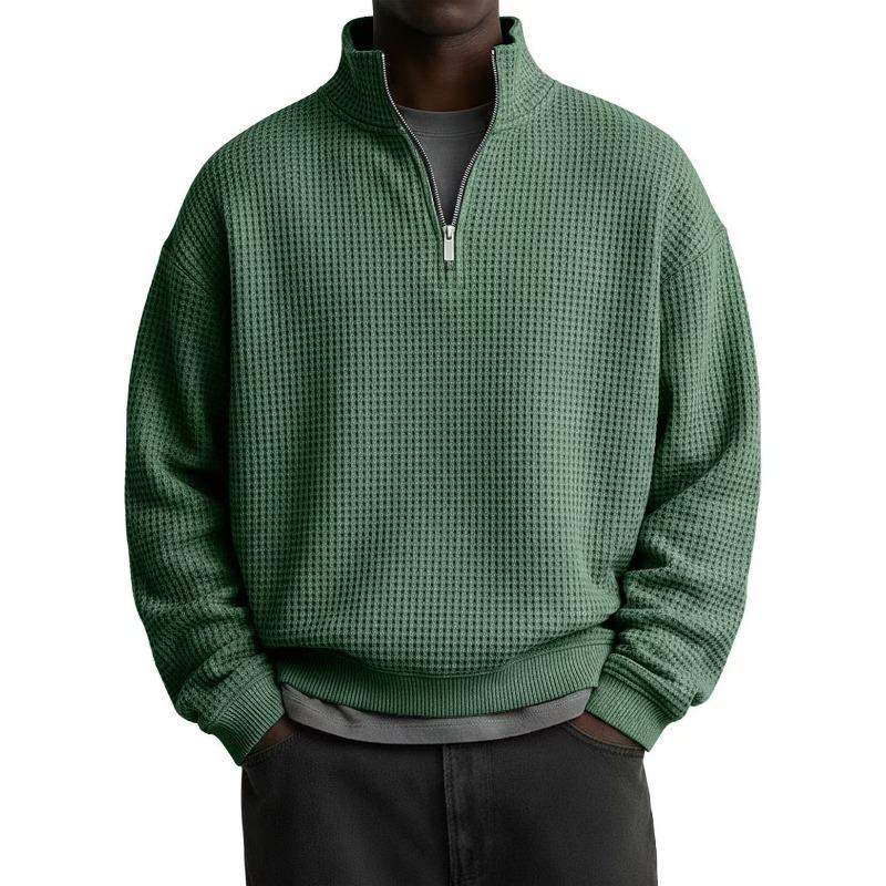 IHUASU Men's Fashion Half-high Neck Casual Solid Color Print Autumn Winter Hoodie