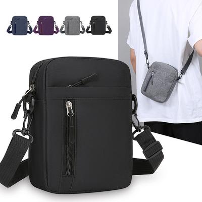 Bolsa de Ombro Masculina Bolsa Transversal Masculina com Alça Ajustável Bolsa Lateral Multicompartimentada