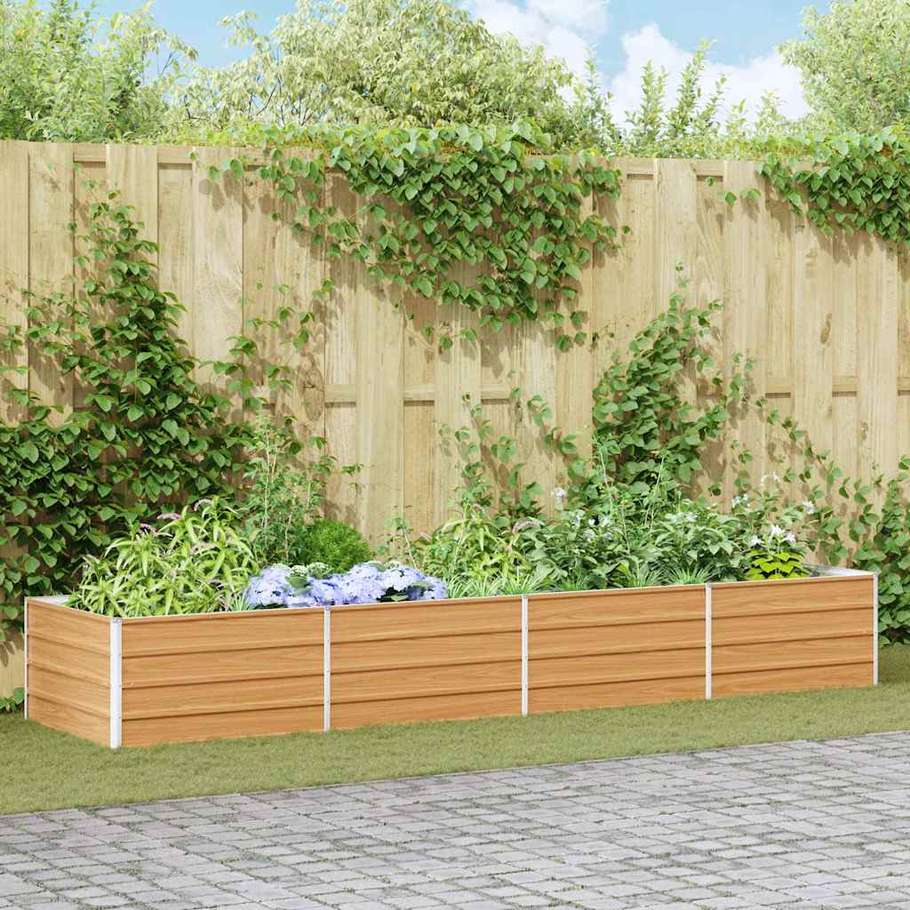 Raised Garden Bed Light Brown 320 X 80 X 45 Cm Galvanized Steel