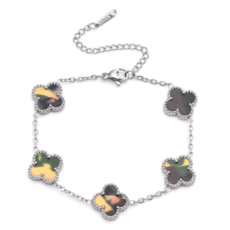 Premium Four Leaf Clover Bracelet for Women, Double Sided 13MM Titanium Steel Stainless Steel Jewelry, Shell Small, Lucky, Simple and Fashionable