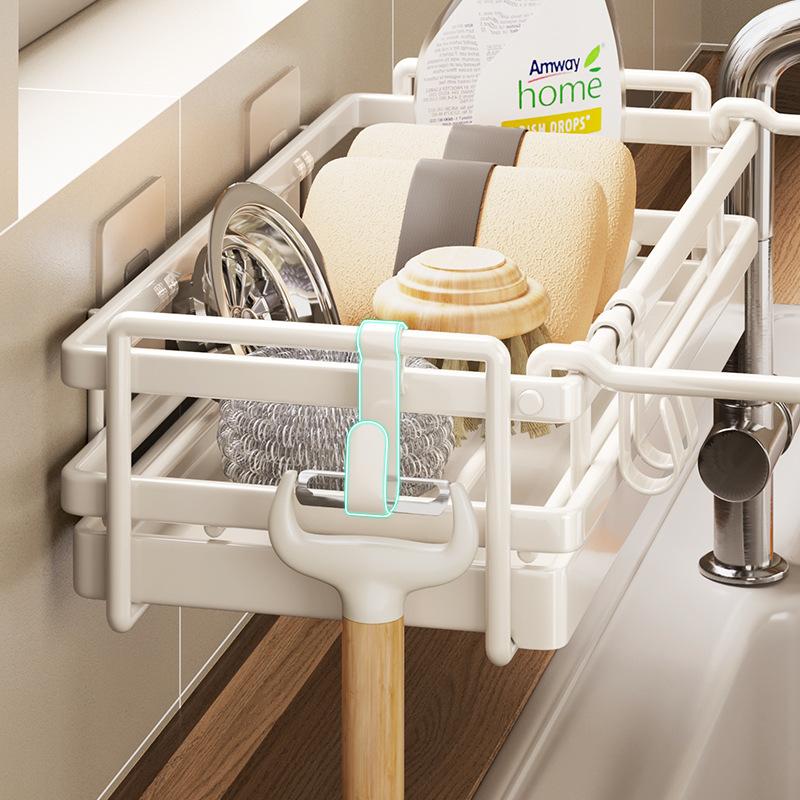 Kitchen Sink Rag Drain Rack Faucet Storage Rack Household Pool Wall Mounted Multi Function Seasoning Basket