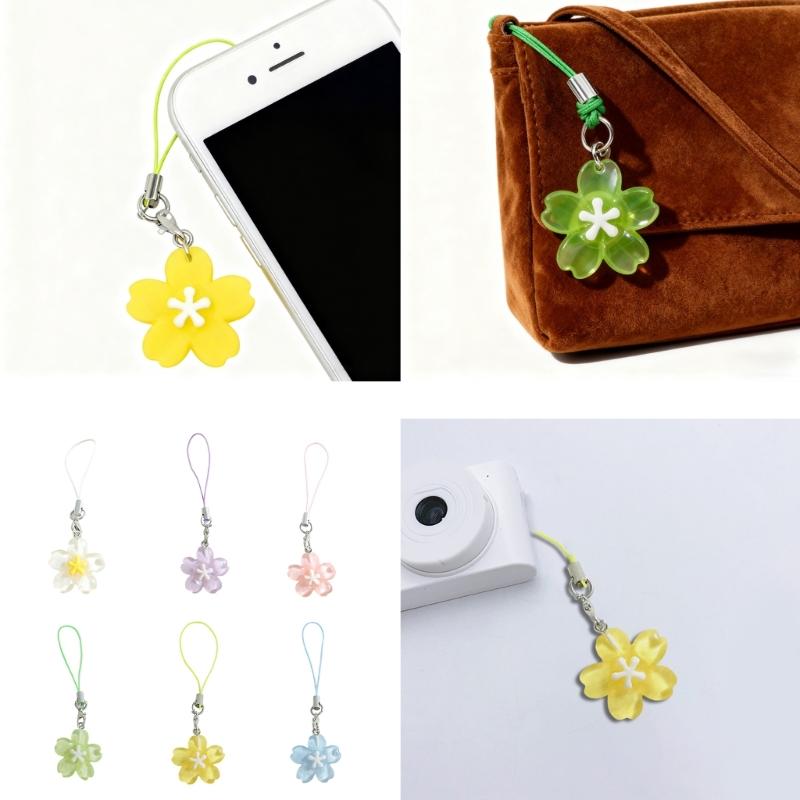 Plastic Resin Floral Keychain Cute Flower Design Clear Sweet Accessory For Backpacks Key Rings Girls Gifts