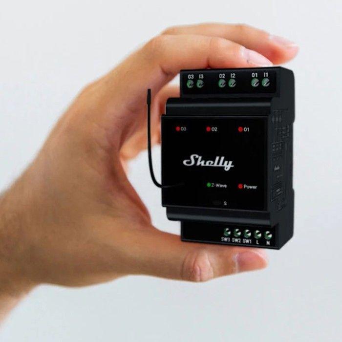 Module Contrôleur Shelly Wave Pro 3 LR Rail DIN avec 3 Relais Z-Wave +LR 110/240V CA 3x16A