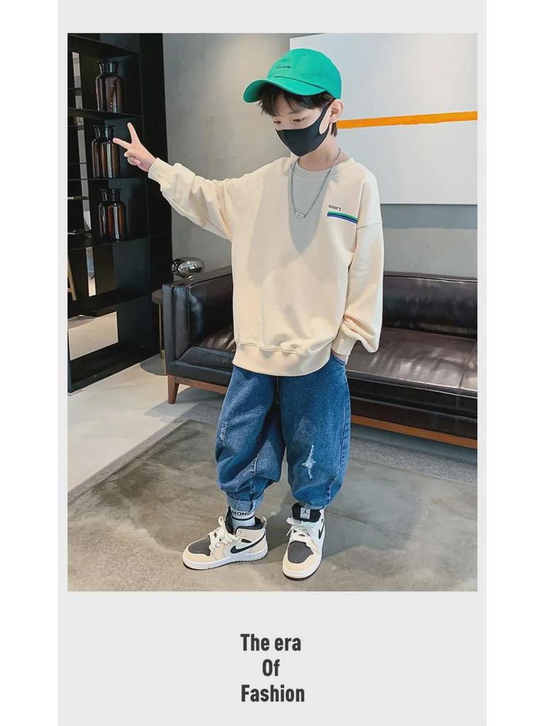 2023 Jungen Sweatshirt im koreanischen Stil mit Rundhalsausschnitt - Frühling & Herbst Print Pullover für Kinder