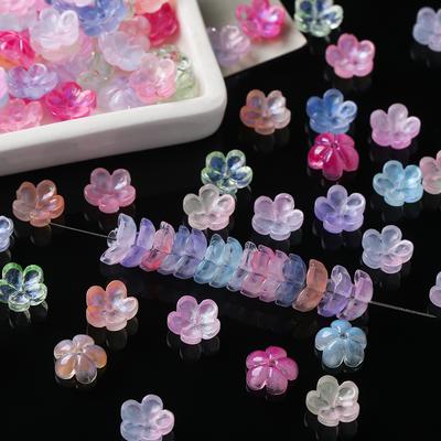 20pcs/Lots Glass Colored Flower Shaped Beads Cap Spacer Loose Beads for DIY Bracelets Necklaces Jewelry Making Supplies