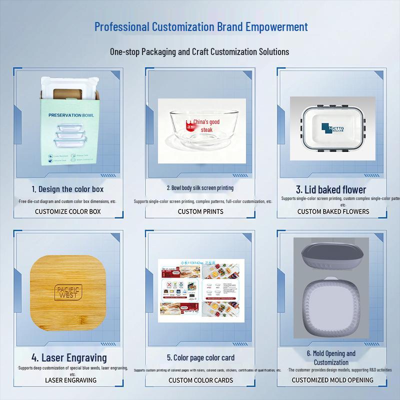 High-Temperature Resistant Transparent Glass Bento Lunch Box - Microwavable and Fresh-Keeping Rectangular or Round Design