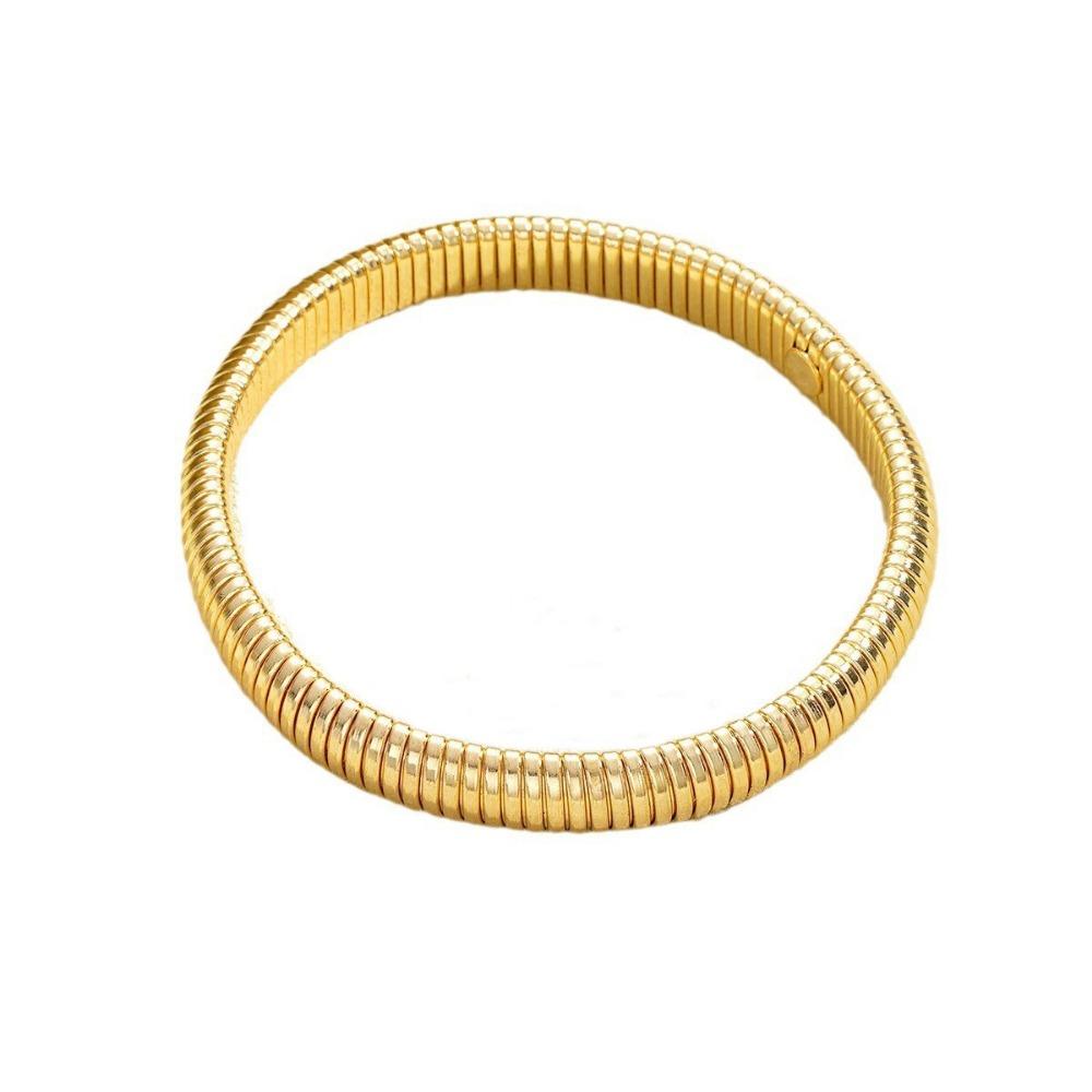 Elastic Bracelet Women Plated Charm Punk Wide Chunky Metal Spiral Bangle Fashion New Party Jewelry Accessories Gift