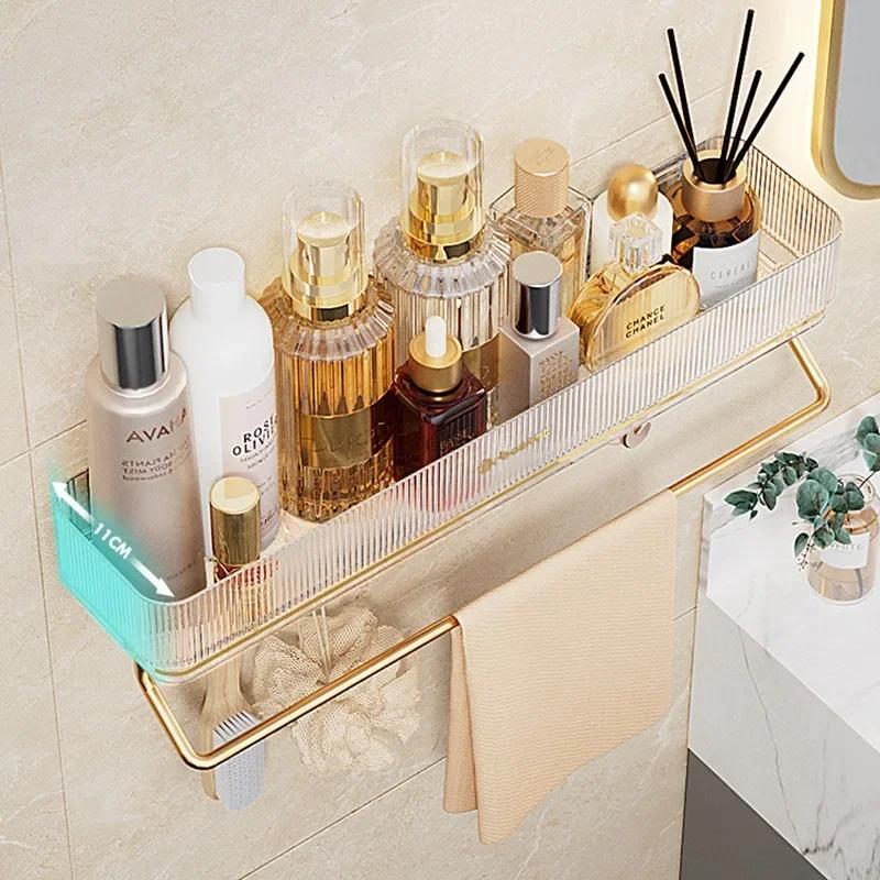 

Wall Mounted Bathroom Wall Shelf with Towel Bar and 6 Hooks - Great for Bedroom Decor, Kitchen Storage , Bathroom Storage