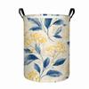 1pc, Blue and Yellow Floral Laundry Basket, Watercolor Botanical Print Collapsible Storage Bin, Organizer Basket with Handles for Clothes, Towels, Bed