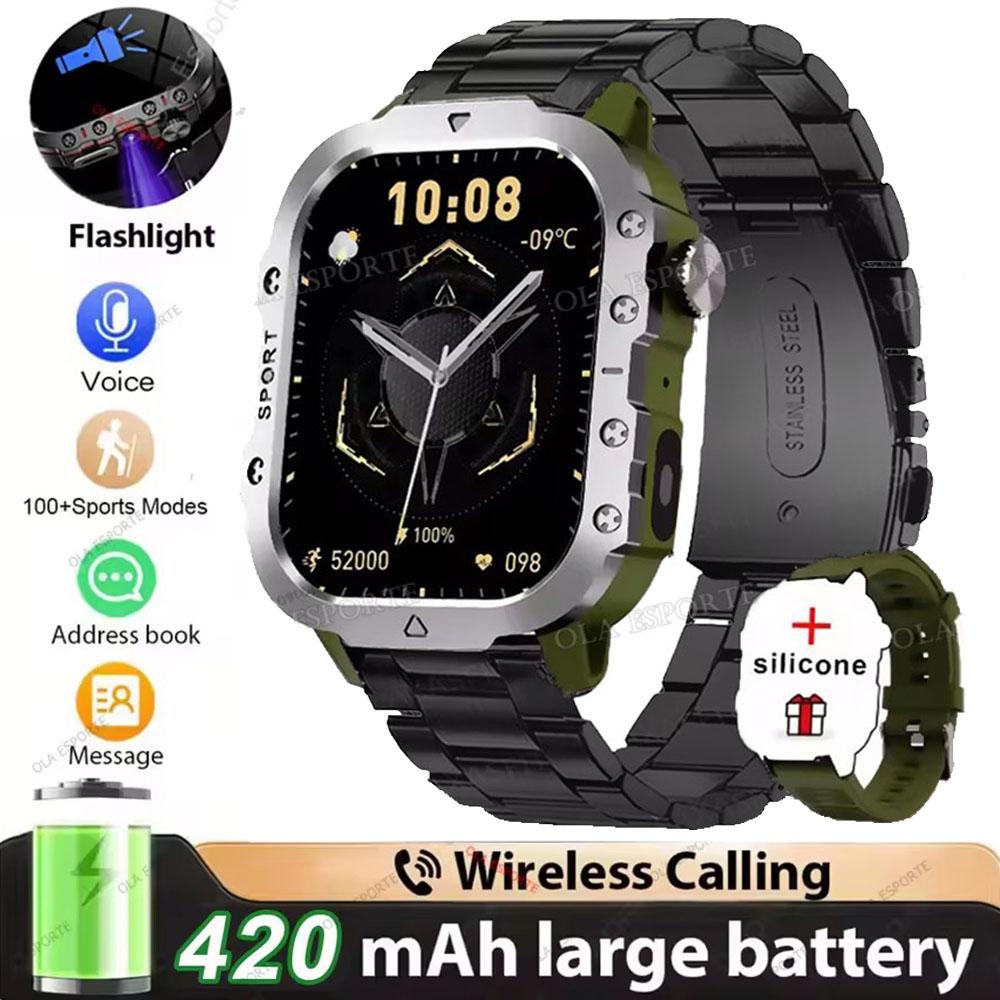 New Military Smart Watch Men IP68 5ATM Outdoor Sports Fitness Tracker Health Monitoring 1.81Inch Bluetooth Calls Smartwatch HT30