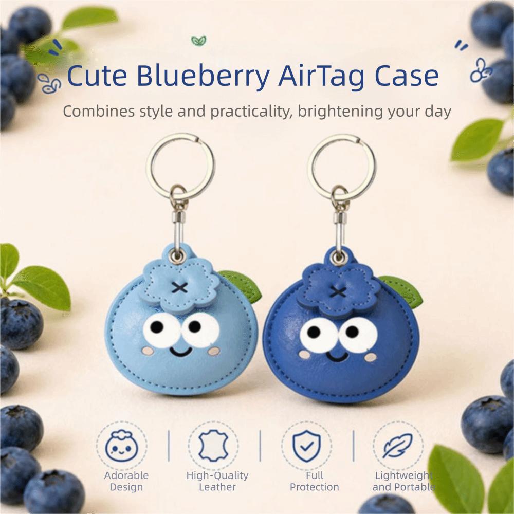 Small Blueberry Keychain Leather Key Ring Pendant Cute Leather Keychain Business Gift