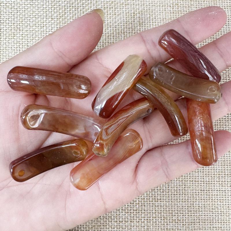 Natural Amethyst & Rose Quartz Bent Tube Connector for DIY Bracelets
