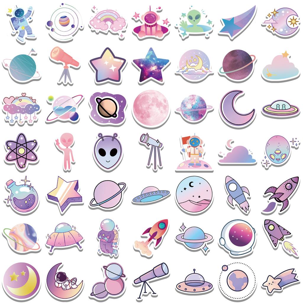 100 Cartoon Purple Planet Graffiti Stickers Suitcase DIY Waterproof Stickers