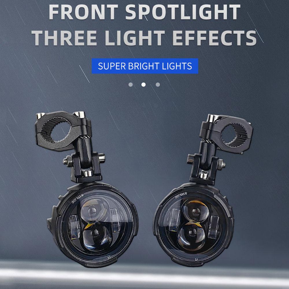 

Пара 100 Вт Мотоциклетная фара Противотуманные фары Светодиодный дополнительный свет для вождения Прожектор Фара Двухцветный стробоскоп farol Moto Противотуманная фара. чёрный