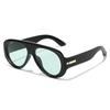 European and American retro oversized frame sunglasses female pilot style cyber punk square face thin UV-proof sunglasses