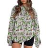 Women's Fashion Casual Long Sleeve Christmas Printed Neck Top