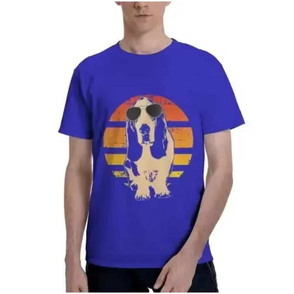 Retro Basset Hound T-Shirt Men Women Kids Gift Men Clothing Graphic T Shirts Cotton Four Seasons Daily Tees Short
