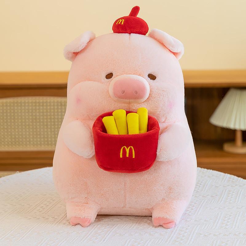 Adorable French Fries Lulu Pig Plush Toy With Pp Cotton Fill For Kids Bedroom Decor