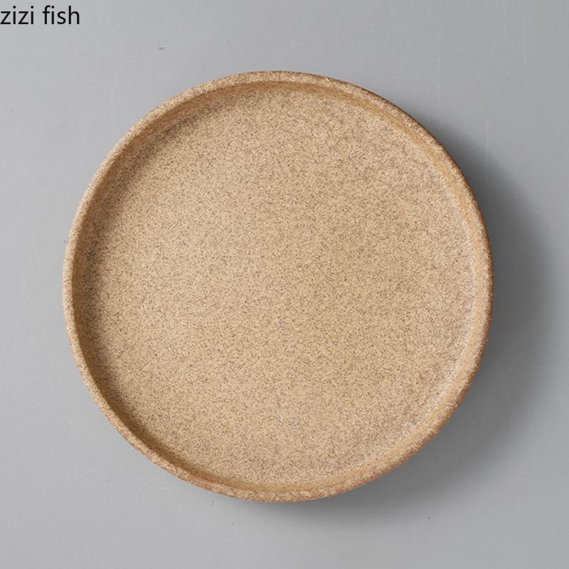 Vintage Kiln Changes Ceramic Straight Edge Plate Restaurant Steak Plate Dessert Sushi Plate Molecular Food Creative Tableware