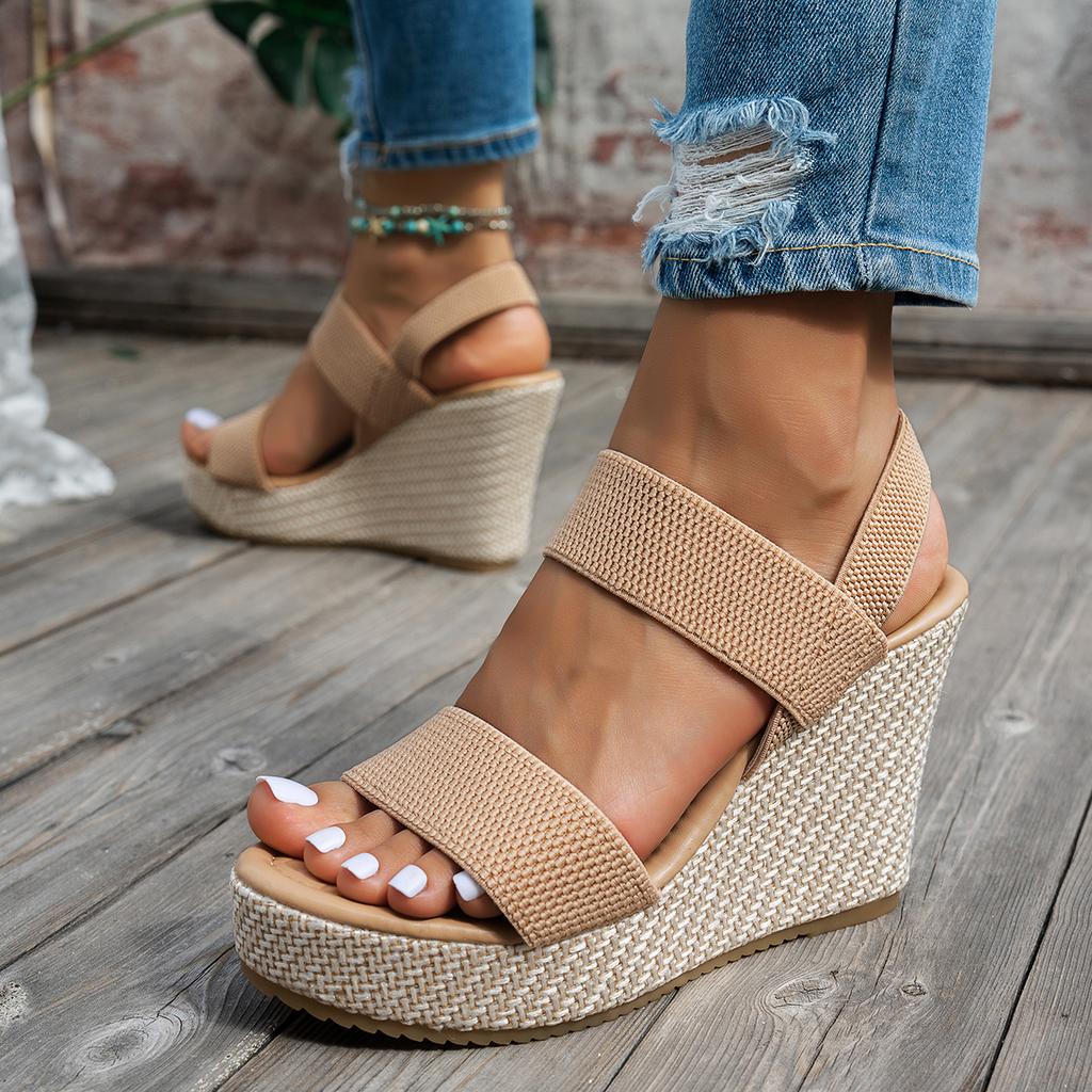 2025 Summer Women Wedges Sandals Plus Size Platform Shoes Woman Slip on High Heels Sandals Fashion Outdoor Designer Sandals