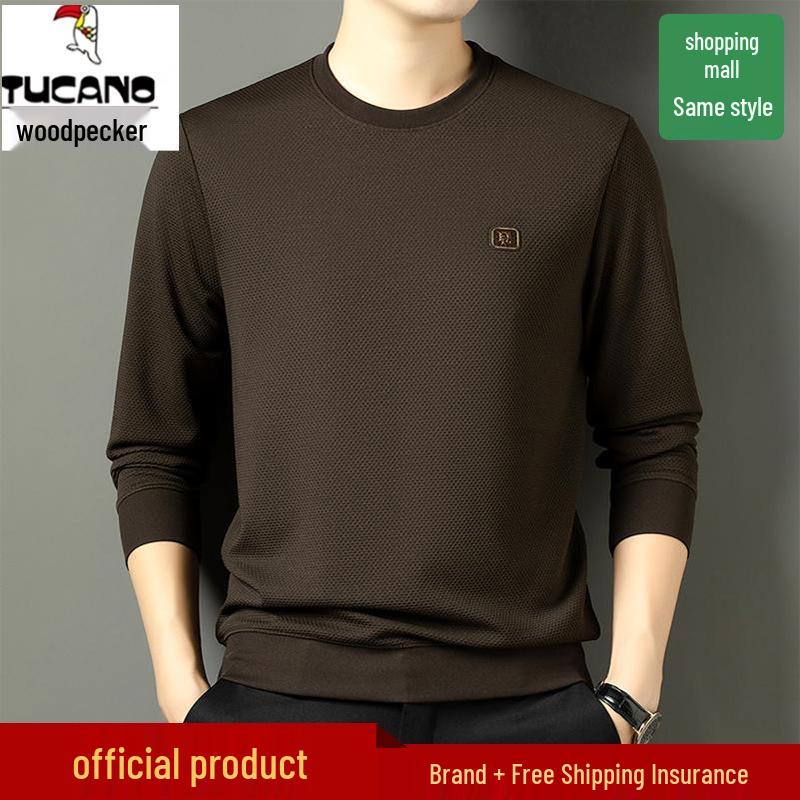 Woodpecker Men s Crewneck Sweatshirt - Spring/Autumn Long Sleeve Casual Pullover 185/3XL (recommended 165-180 jin)