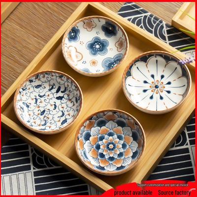 Pratos de Cerâmica para Molho e Condimentos com Desenho de Videira Japonesa - Design Criativo em Cor Sob Esmalte