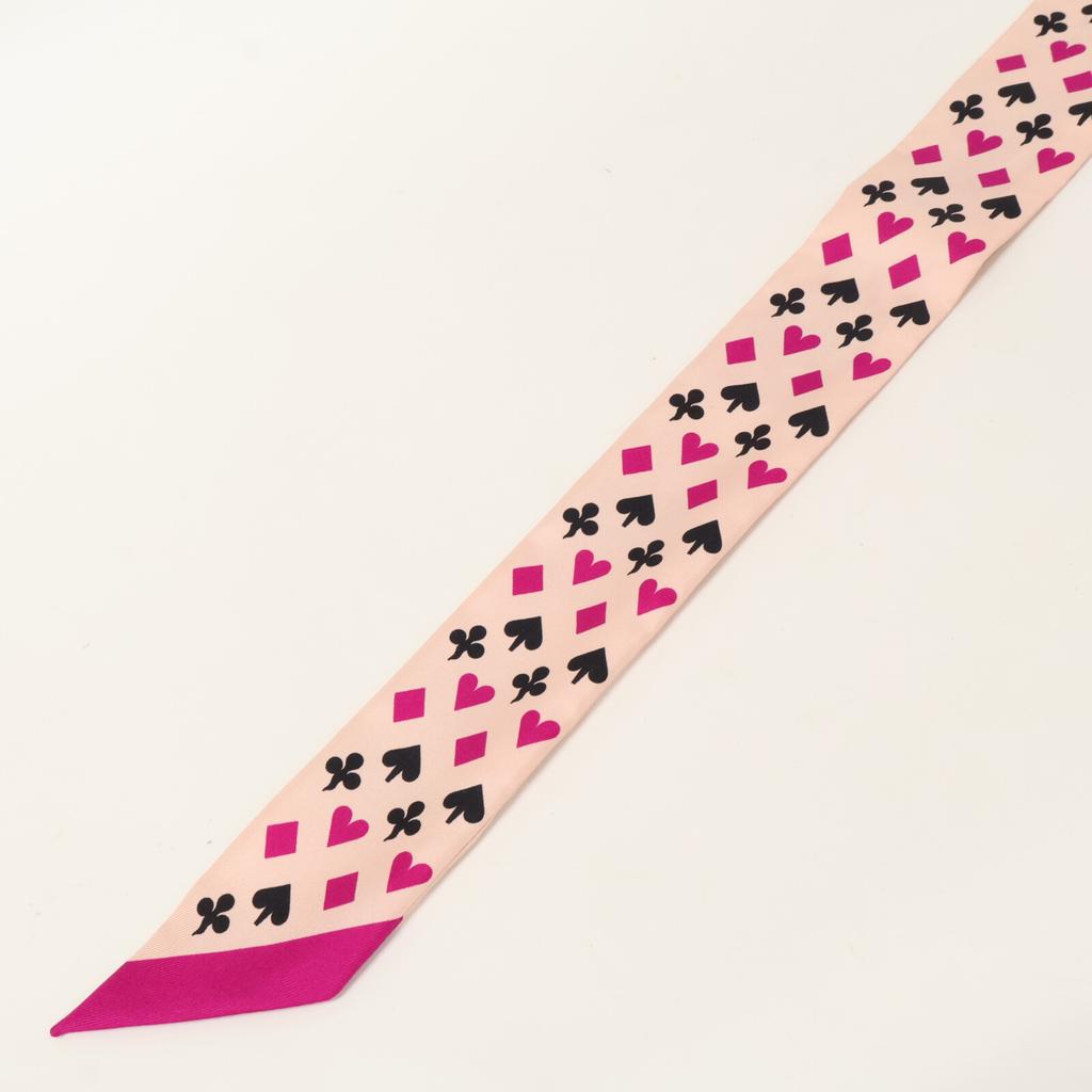 HERMES [Brand new, unused] H063169S-04 JEU DE CARTES Playing Cards Silk Twilly scarf 04 DJ/ROSE NACRE/FUCUsed