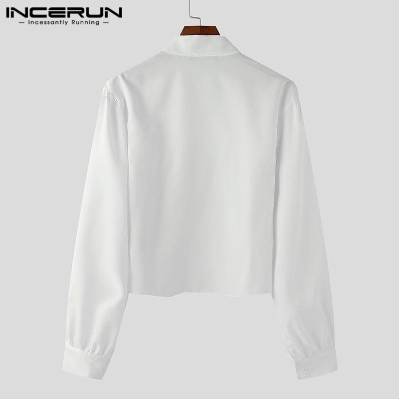 INCERUN Ανδρικά Μπλουζάκια Βαθύ V Όρθιος Λαιμός Μακρυμάνικα Στενή Μέση Καθημερινά Κοντά