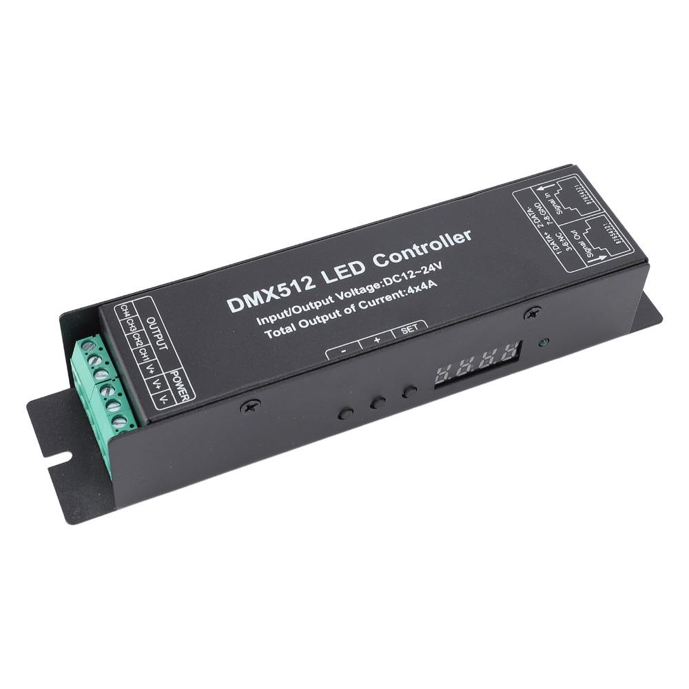 4 Channel LED Strip Controller 16A DMX Dimmer Driver Easy DMX512 Decoder Stage Lighting